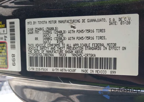 2020 Toyota Tacoma Sr z USA, uszkodzony, nr VIN 3TYSX5EN3LT002966